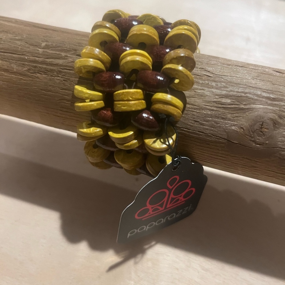 Paparazzi Mustard and Chestnut Beaded Bracelet
